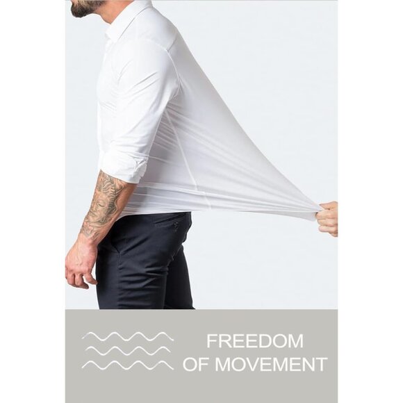 Men’s Muscle Fit Dress Shirts Athletic Slim Fit Long Sleeve Button Down Shirt - Picture 2 of 6